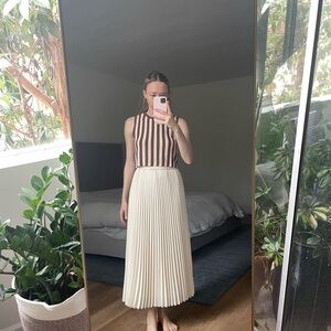 NWOT & Other Stories Pleated Elastic Waist Skirt Stretch Crepe White cream small